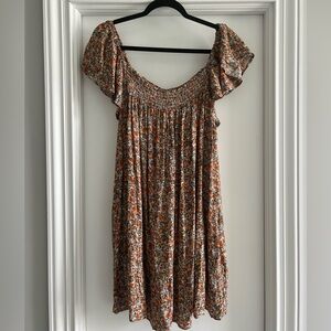 Natural Life Floral Smocked Neckline Dress